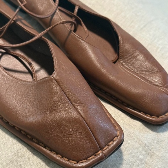 Alohas Brown Leather Ballet Shoes - Picture 3 of 5